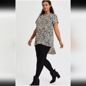Torrid Plus Size 3 (20/22) Watercolor Leopard Georgette Hi-Low Tunic